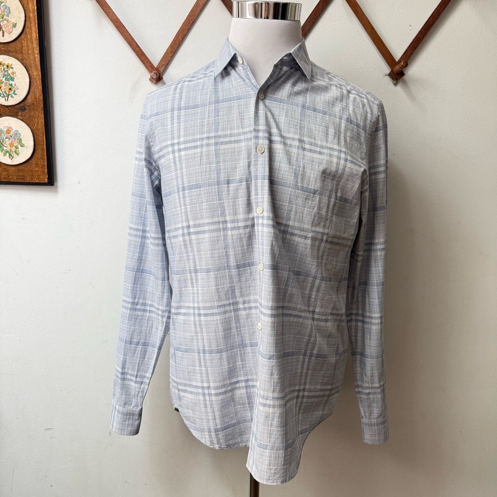 Theory Murrary Dada Melange Plaid Button Up Shirt